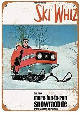 Tin Sign For Metal Sign-Vintage Look Massey-Ferguson Ski Whiz Snowmobile Wall Art Decor