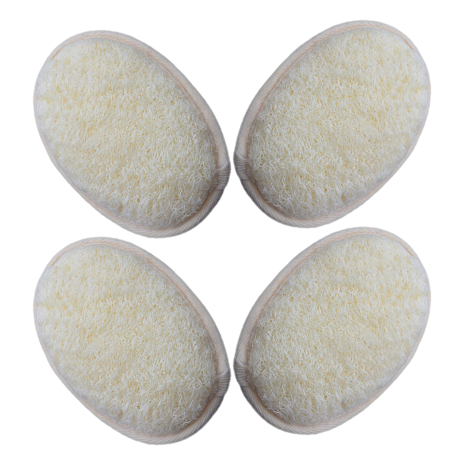 

4pcs Natural Loofah Sponges Pure Exfoliating Body Scrubber For Face Back Shower Bath Cleansing Travel Size Beige