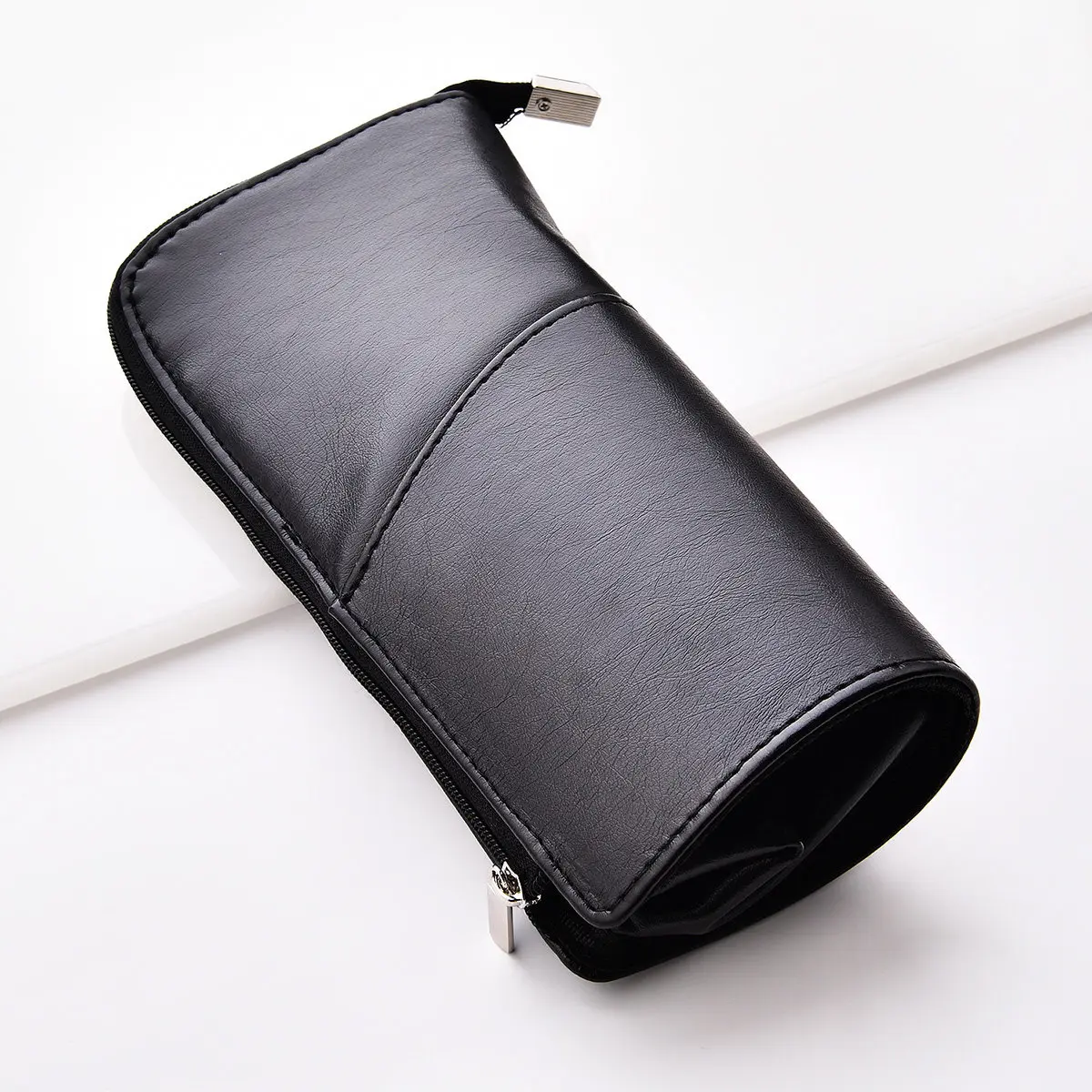 Black PU Brush Pouch Travel Makeup Brush Organizer Lightweight Portable Bag Woman Makeup Bag