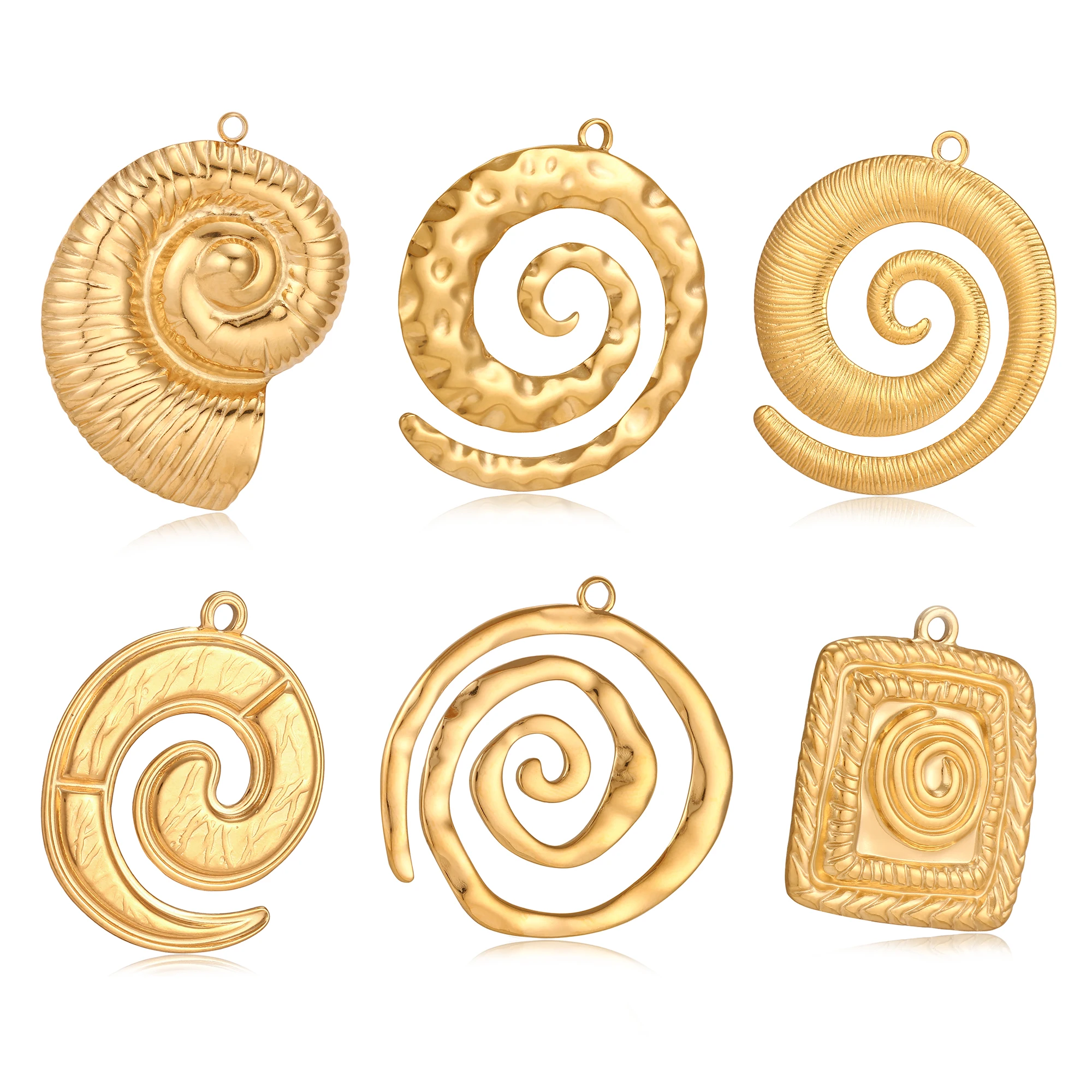 3Pcs Chunky Spiral Swirl Charm Stainless Steel Big Vintage Circle Hip-hop Pendant Bohemia Necklace Earrings Craft Jewelry Making