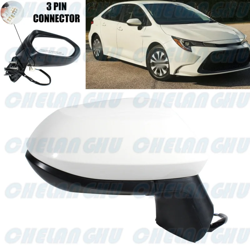 

For Toyota Corolla 2020 2021 2022 US Version Right Side 3 Pins White Painted Heated Mirror Assembly Car accessories