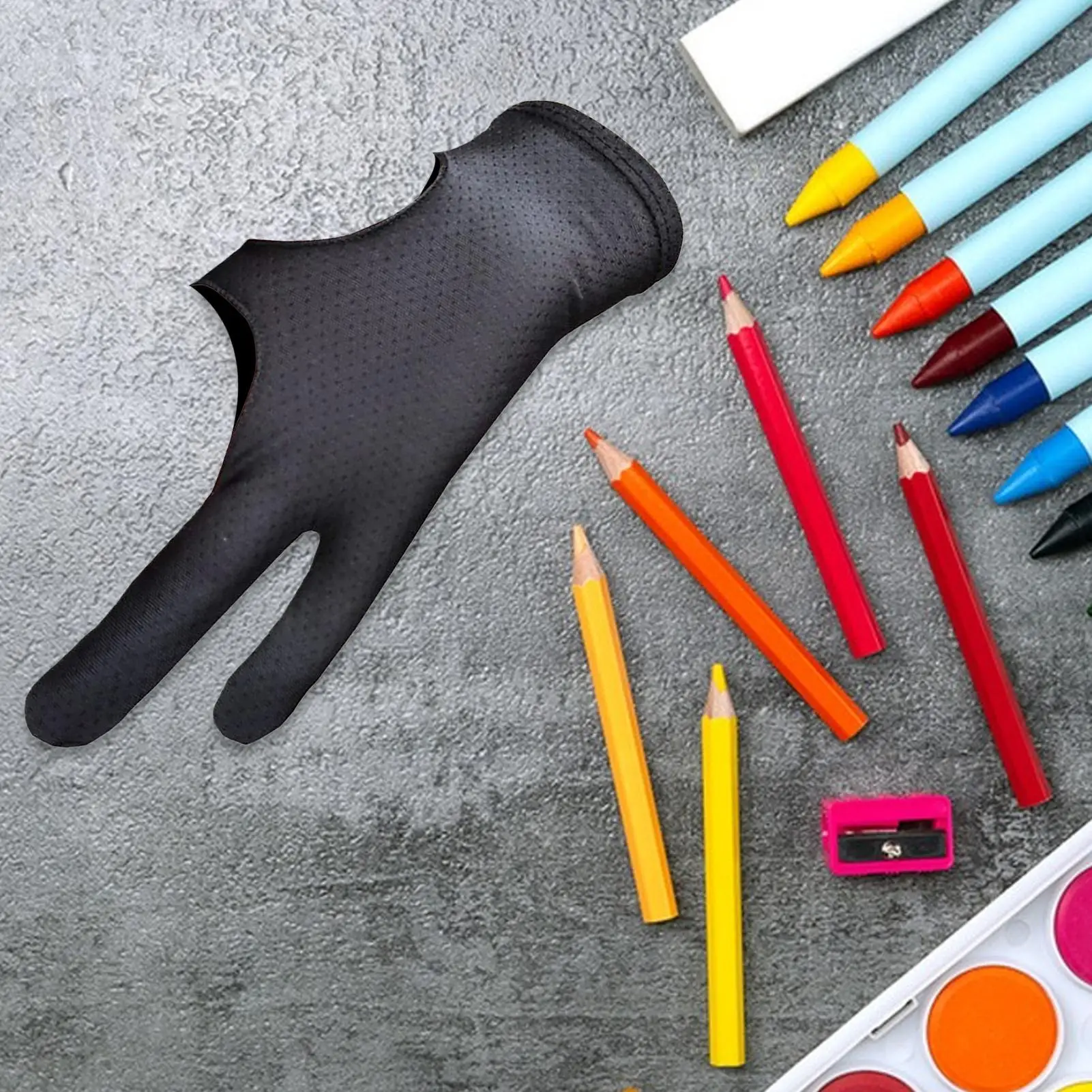 태블릿 장갑 두 손가락 그래픽 태블릿 드로잉 장갑 2 조각 오른쪽 왼손 종이 스케치 전문가를위한 통기성 랩