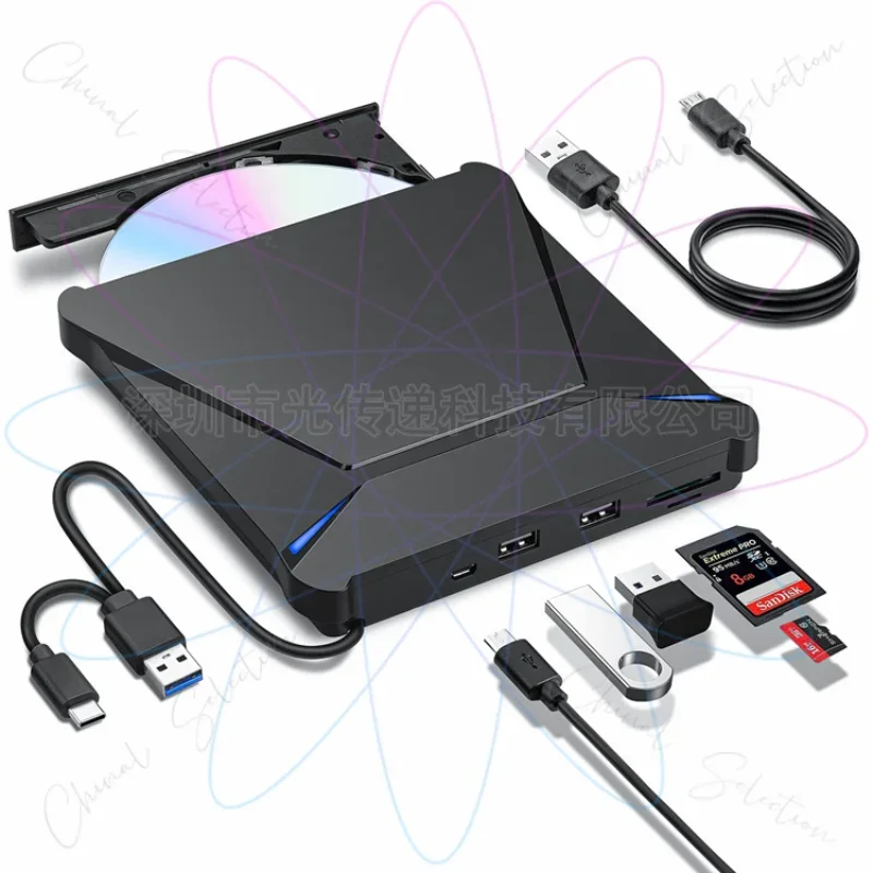 USB 3.0 & Type-C External Drive Multifunctional DVD Burner CD Drive