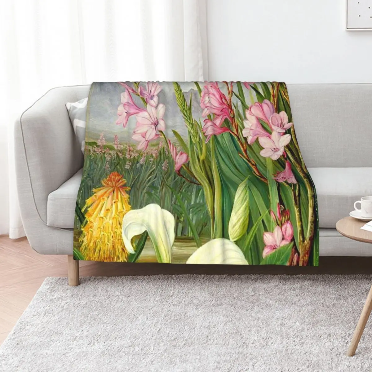 Beauties of the Swamps, fine art by Marianne North Throw Blanket Hairy Sofas Furry Flannel Fabric Luxury Brand Weighted Blankets