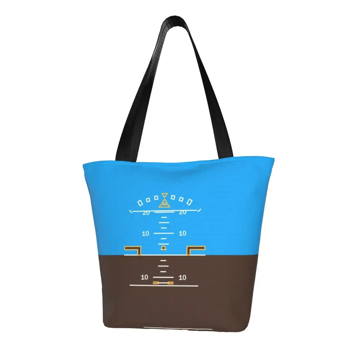 Custom Attitude Indicator Canvas Shopping Bags Women Portable Groceries Flight Pilot Airplane Aviation Aviator Shopper Tote Bags