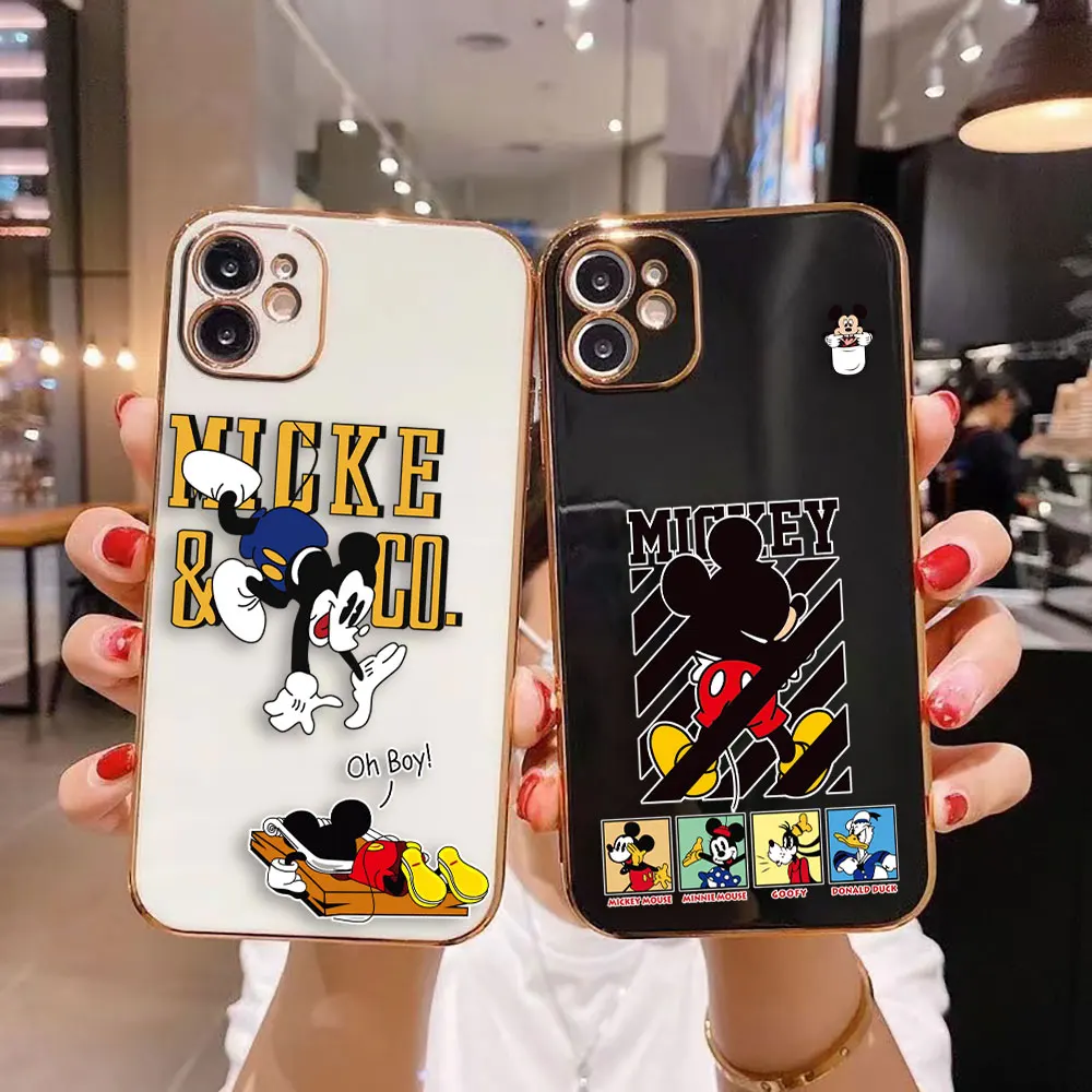 

Cover Smooth E-TPU Phone Case For APPLE iPhone 15 14 13 12 11 X XS Pro Max 8 7 SE 16 6 Plus Mini Case Shell Cartoon Mickey Mouse