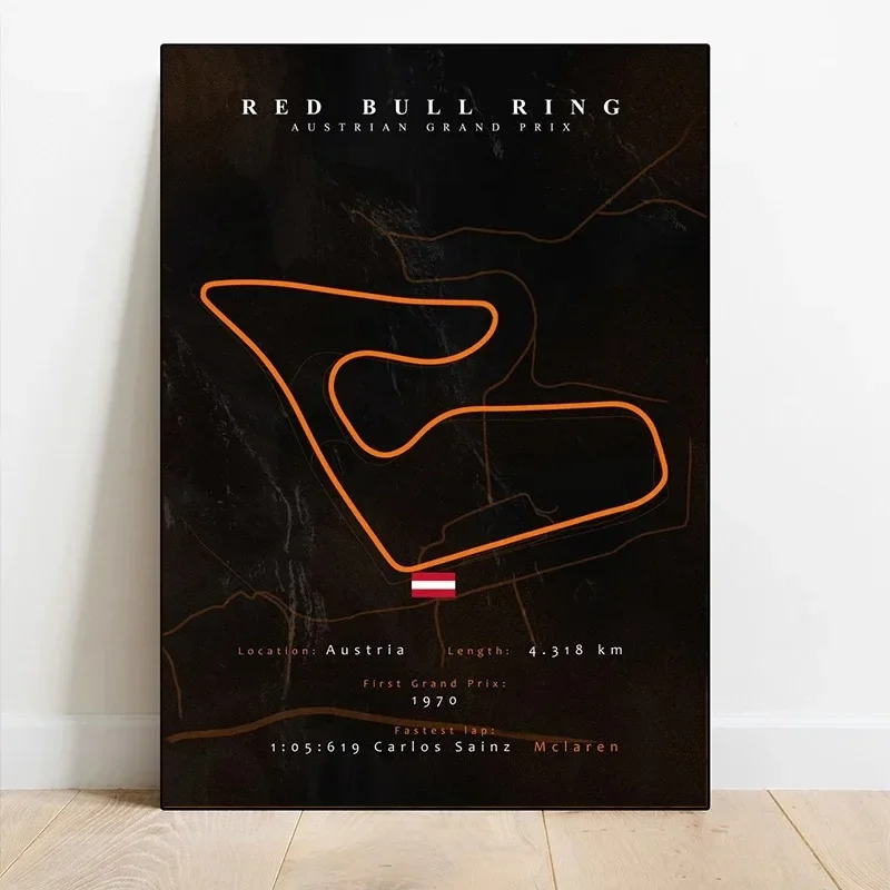 Formula 1 Track Map Posters Monaco Red Bull Ring Yas Marina Baku City Circuit Canvas Painting Posters and Prints Room Home Decor view 3