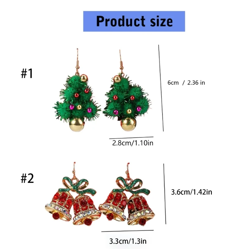 Multipurpose Christmas Drop Earrings with Polished Finish Comfort Fits Sturdy Alloy Ear Pins Portable for Party Accessory