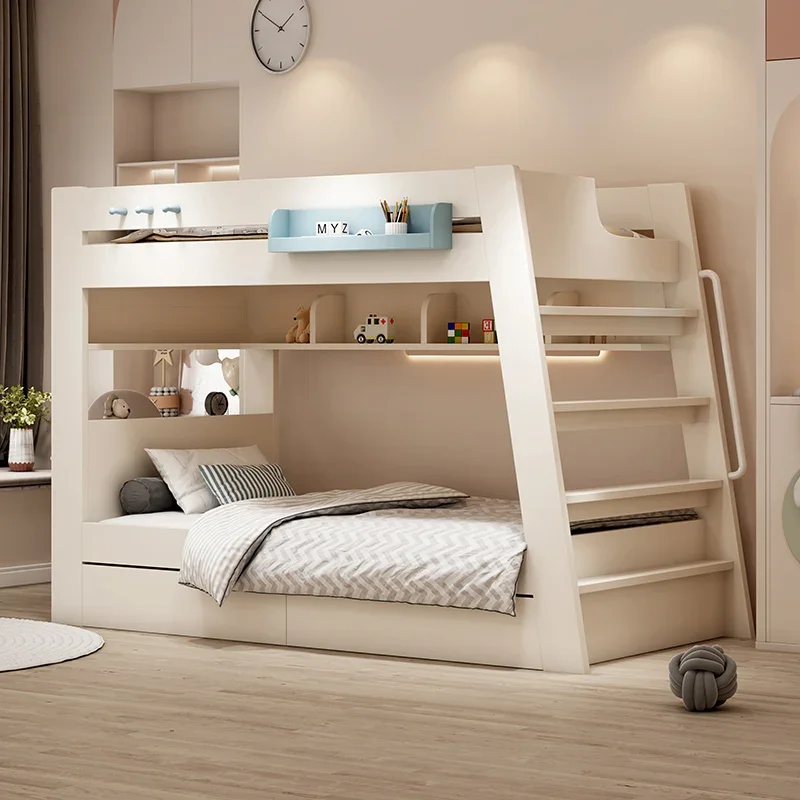 Children's bed with the same width bunk above and below, two-story small apartment type, adult upper and lower bunk wooden ,