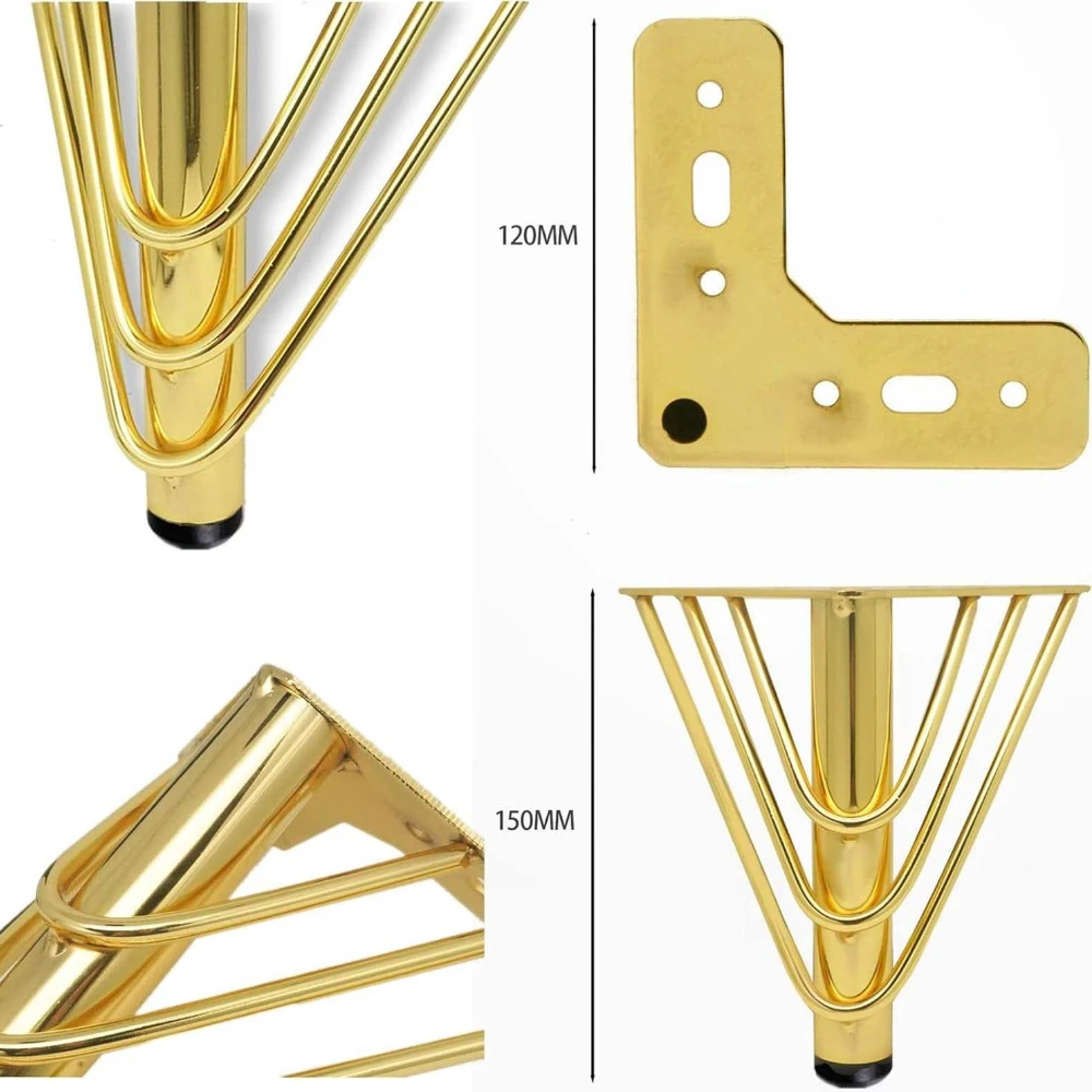 New Product Furniture Triangle Iron Legs Luxury Furniture Hardware Feet Golden Metal Furniture Bed Cabinet Sofa Legs