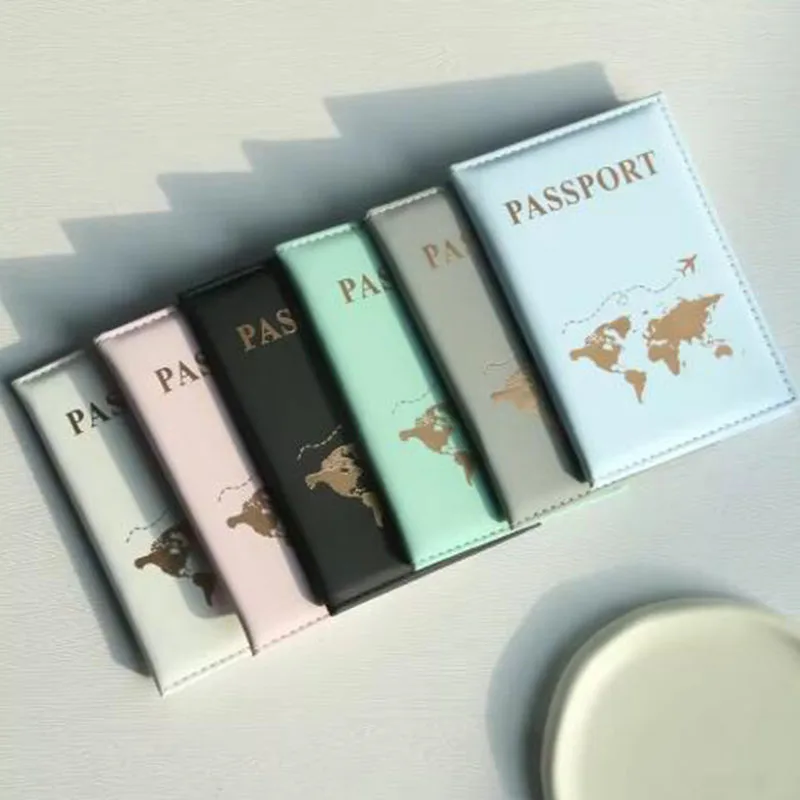 

Travel Gold Passport Holder Cover Case for Women Men PU Leather Ticket Map Passport Covers Passport Protective Accessories