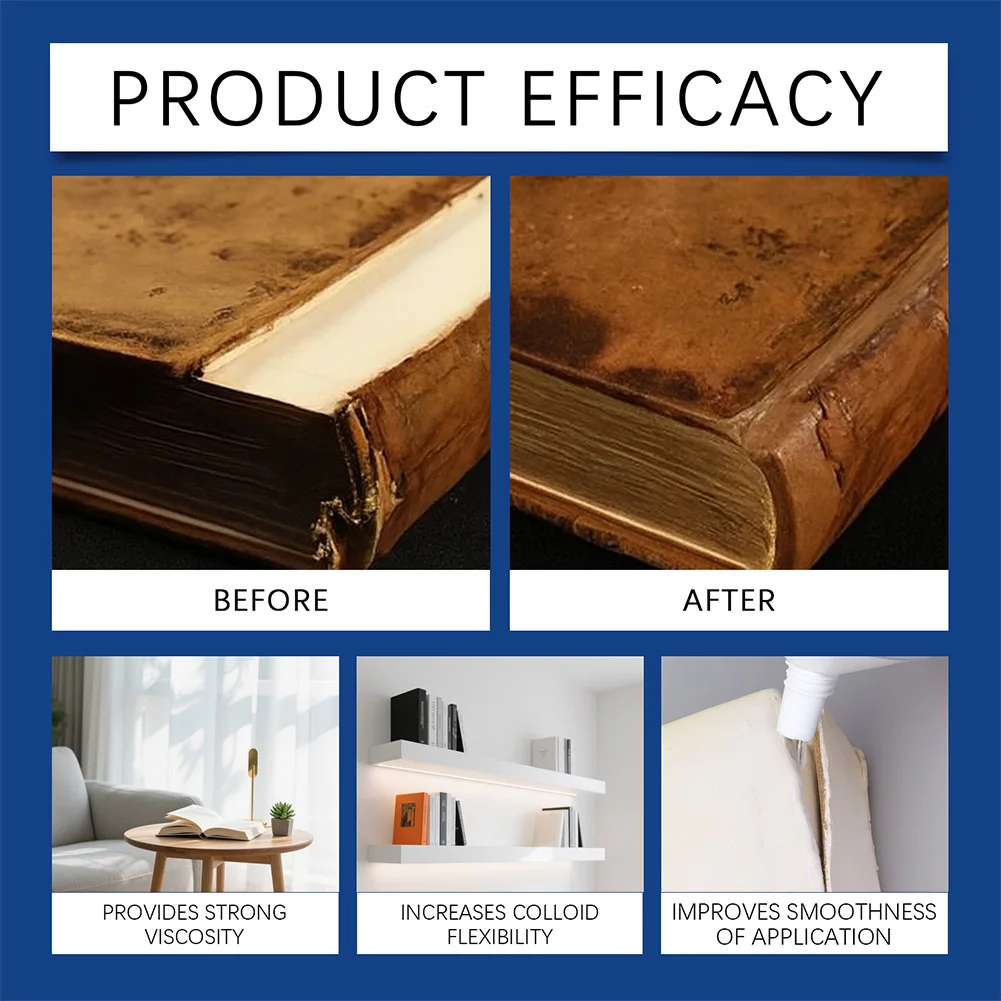 Professional Book Glue with Brush Transparent Book Binding Adhesive Quick-Drying Repair Glue for Envelopes Postcards Paper Craft