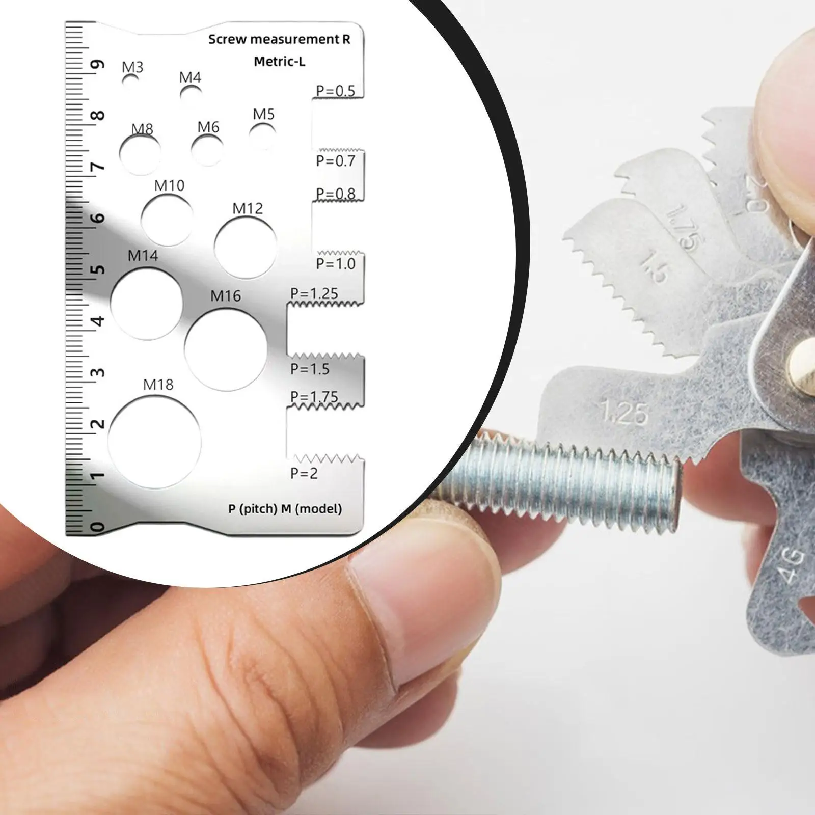 Nut and Bolt Thread Checker Screw Identifier Gauge Board Sizing Tool Screw Size Chart Auto Repairers Stainless Steel Portable