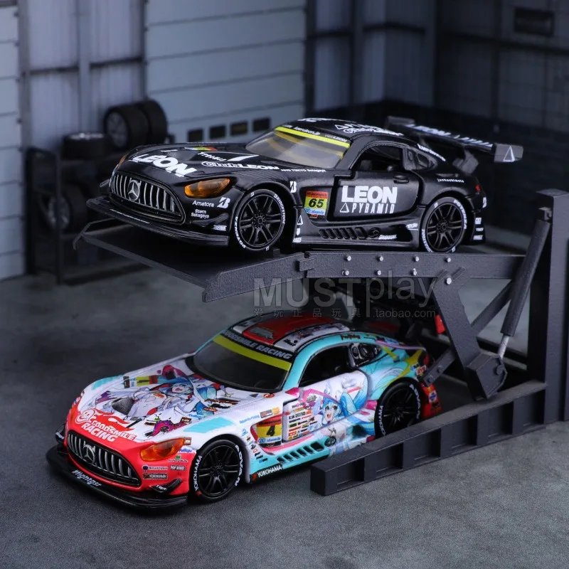 

TAKARA TOMY 1/64 Mercedes AMG GT3 Alloy Car Model Hatsune Miku Leon Coated Infinite Racing Collectible Vehicle