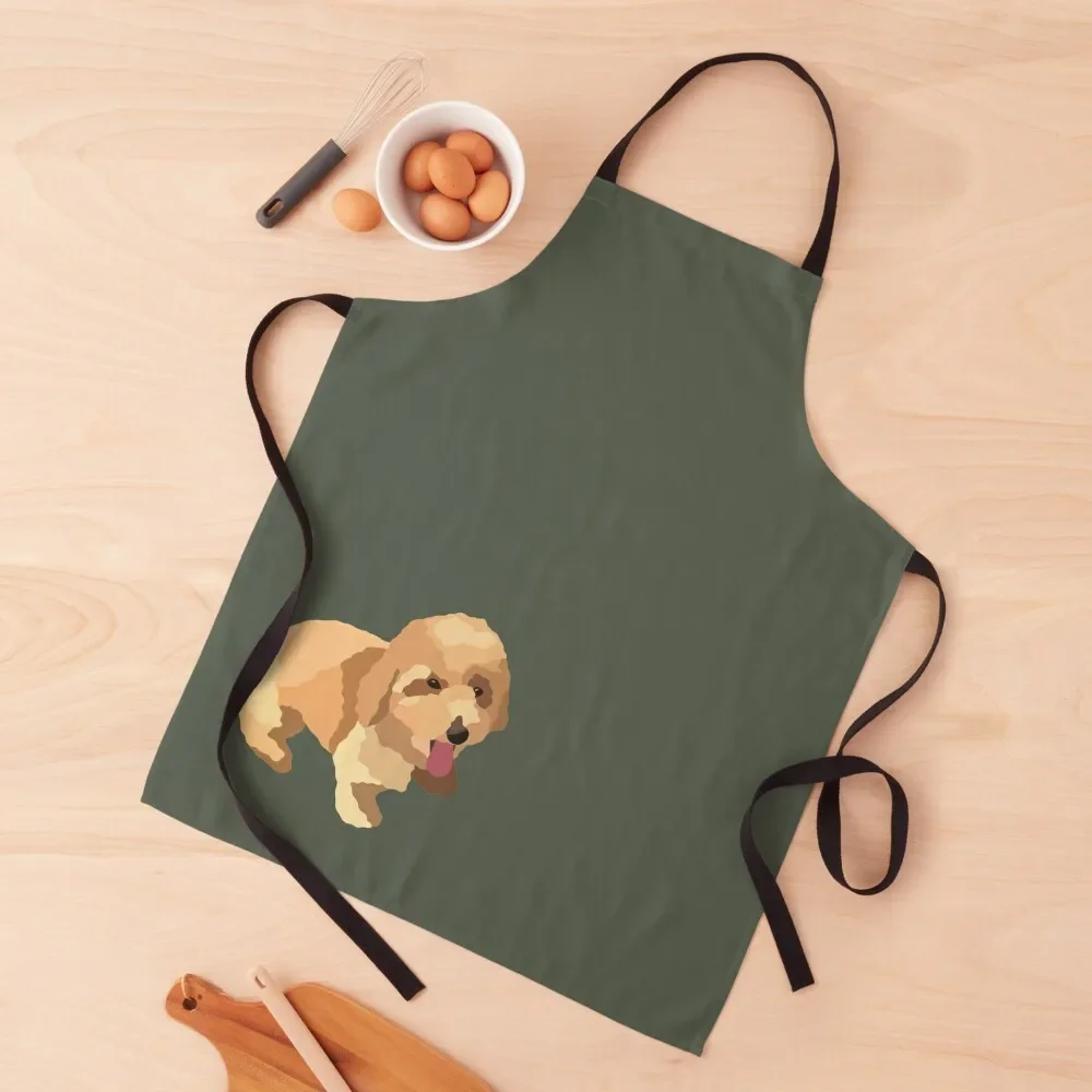 

Goldendoodle Dog Portrait Digital Illustration Apron Woman Kitchens Waiter Uniforms for home useful pieces Apron