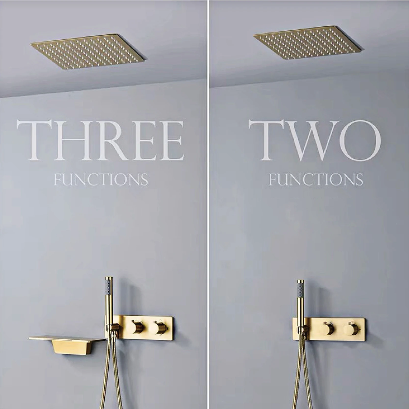 Black Shower Set Bathroom Constant Temperature Shower Concealed Ceiling Waterfall Faucet Hidden Into the Wall Ceiling Shower