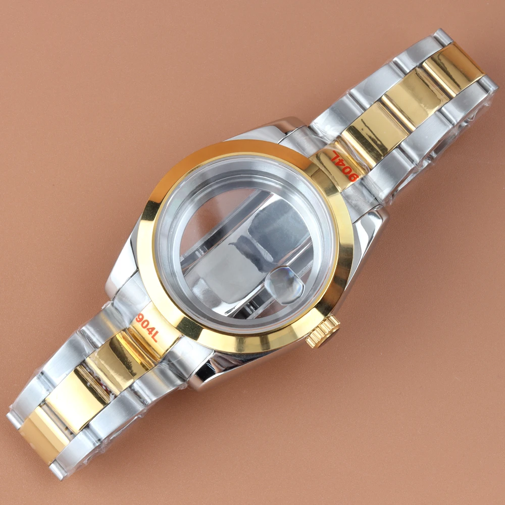 

Gold Silver Nh35 36mm 39mm Watch Case 10ATM Waterproof Polish Oyster Strap Fit NH35 NH36 Movement Sapphire Glass Datejust Case