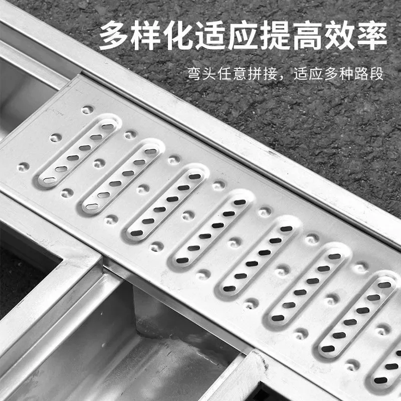 Stainless steel thickened finished product drain ditch U-slot kitchen sewer drain ditch workshop courtyard open ditch