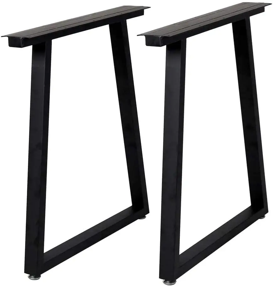 Patas de metal para mesa con forma trapezoidal, patas de mesa de metal de 28 "de alto, patas de escritorio de metal resistentes, patas de mesa industriales, juego de 2, negro