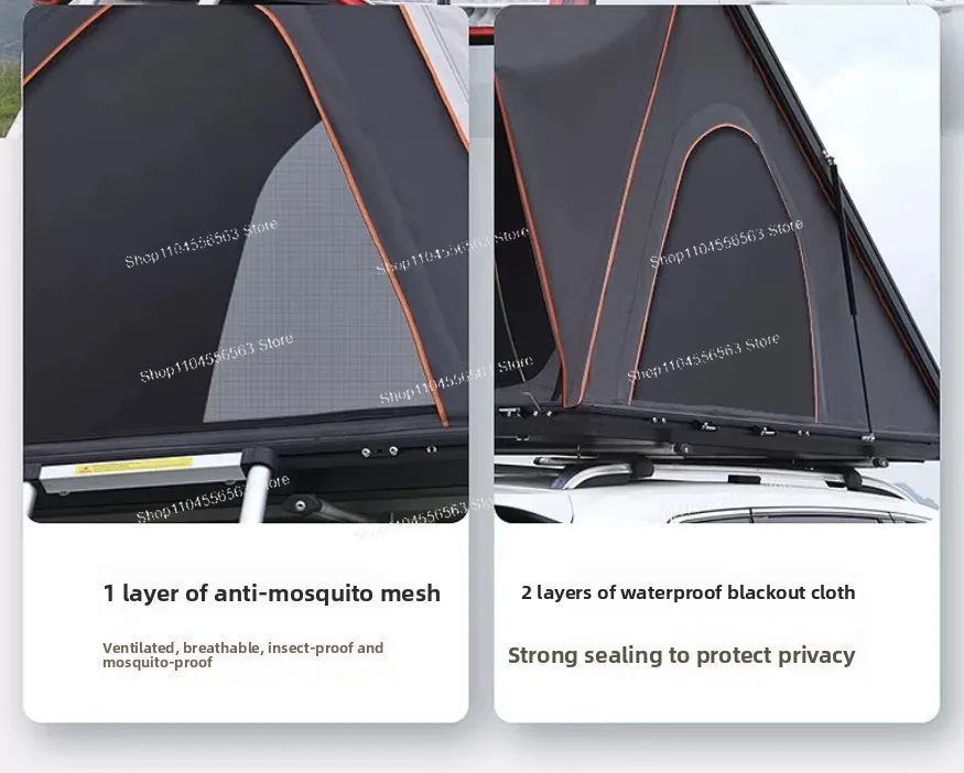 Aluminum alloy fully automatic triangular roof rainproof tent, quick-opening camping tent for self-driving trips