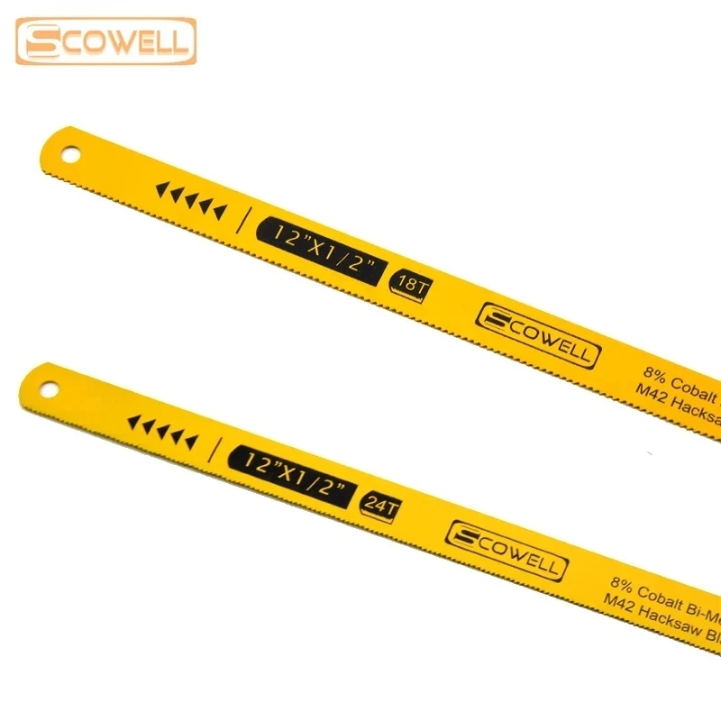 HSS-Scie à métaux bimétallique flexible M42 (8% asile alt), scie à main en acier 12x1/2 pouces, pour la coupe du métal 18TPI 24TPI, outils de bricolage