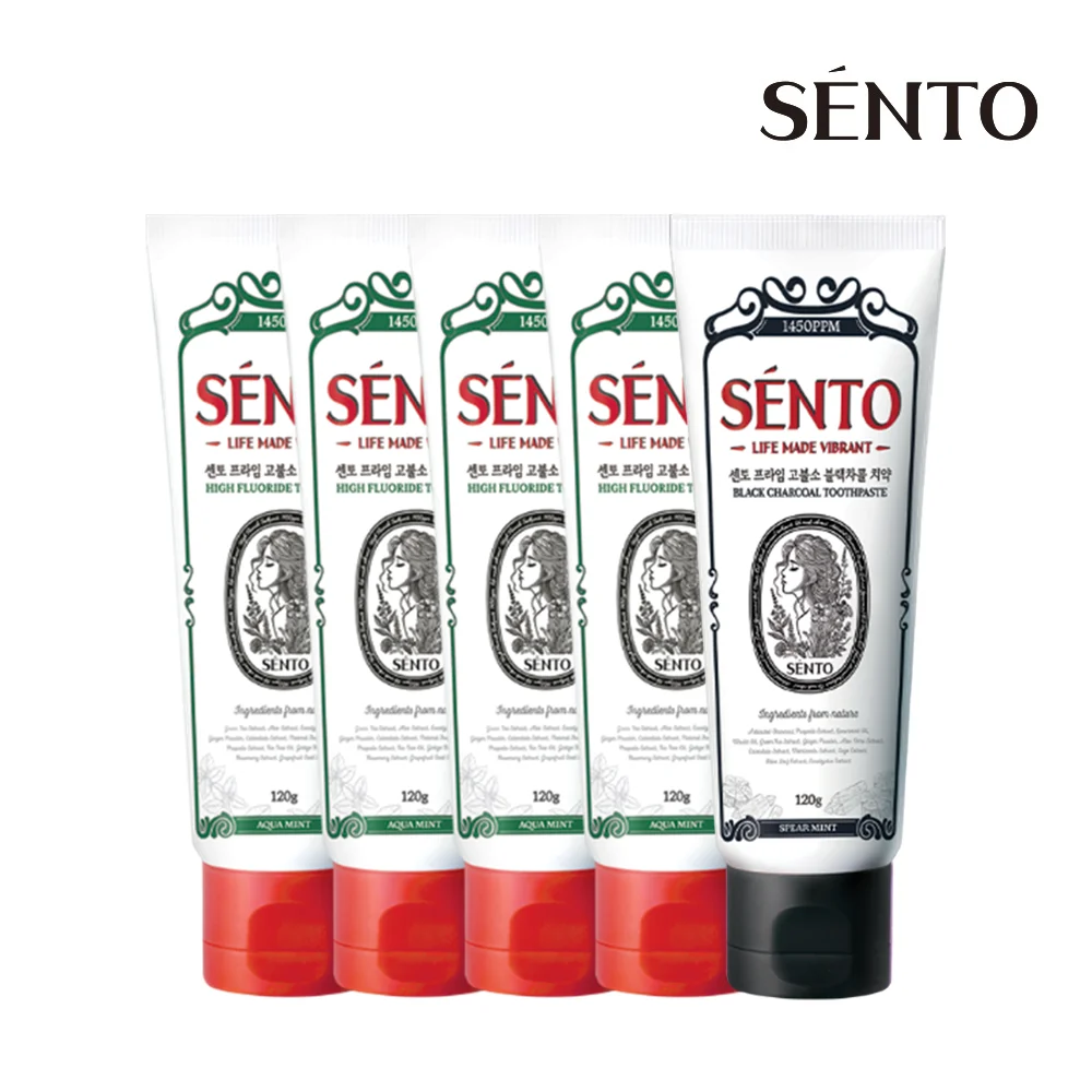 [نمو 4+1] معجون أسنان SENTO Prime Bad Breath/اللثة/التبييض/الفحم الأسود 120 جم 4 + 1