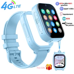 Reloj inteligente 4G para niños, dispositivo con rastreador de ubicación, GPS, SOS, tarjeta Sim, videollamada, cámara, resistente al agua