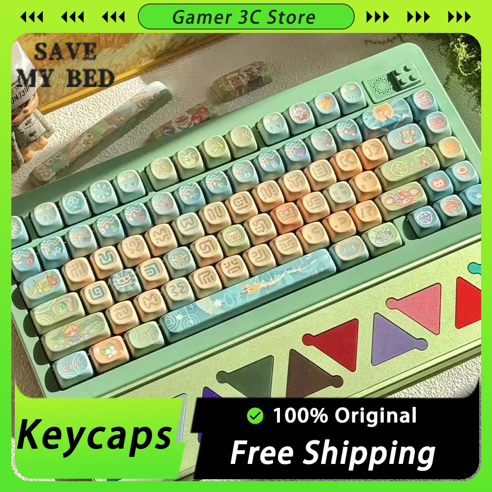 

SAVE MY BED Keycaps Cute MOA /SOA Height Profile Keyboard Keycaps 142keys Pbt Dye Sublimation for Mechanical Keyboard Mx Switch