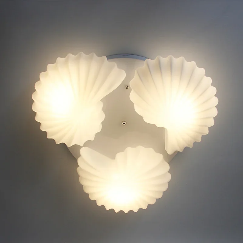 

Mediterranean Conch Shell Glass Lampshade for Living Room lamparas de techo abajur led living room ceiling light