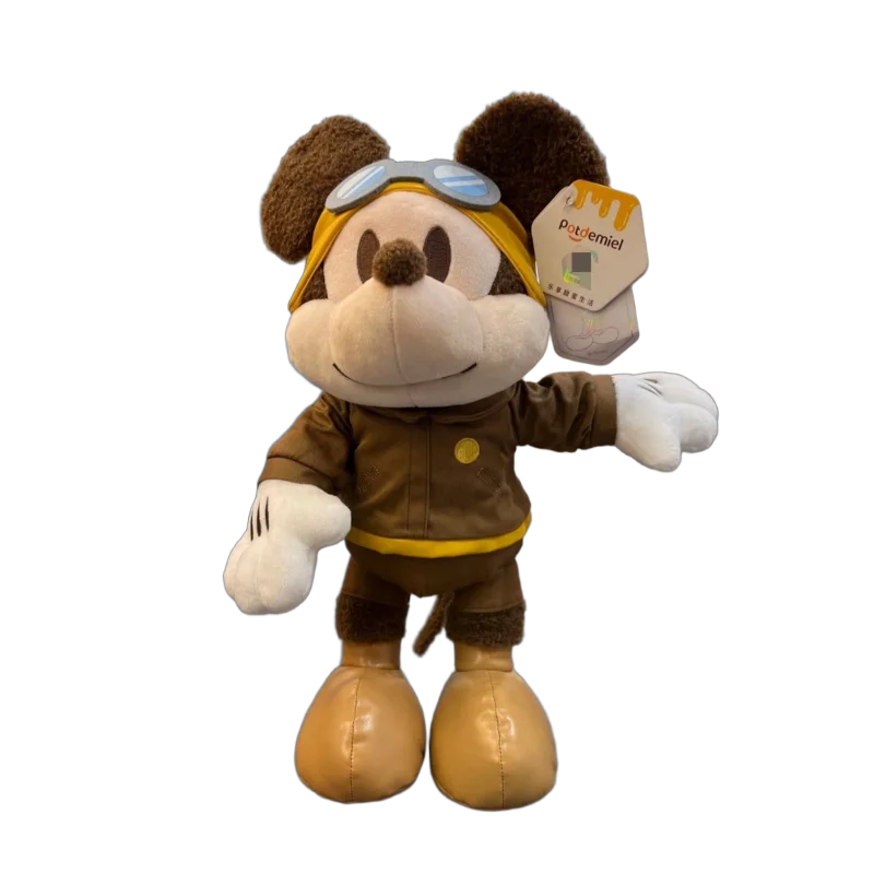 Disney Mickey Pilot Plush Toy with Built-in Skeleton for Posable Fun, 38cm - Children's Toy & Collectible Souvenir