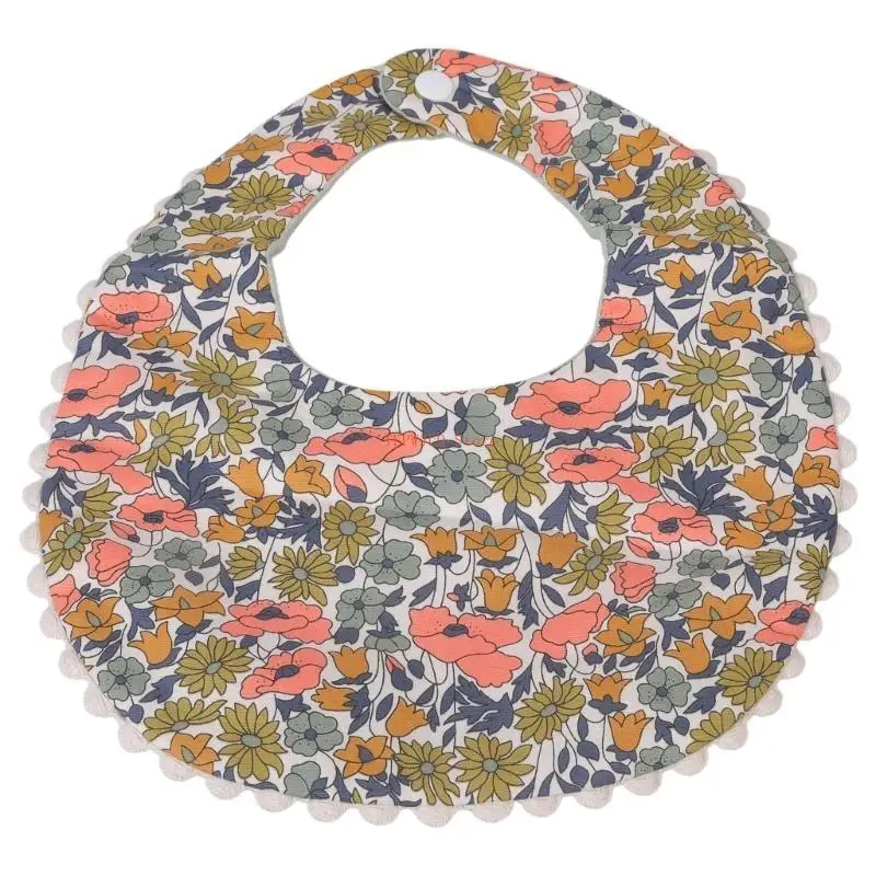 

U50F Baby Bibs Round Saliva Towel Reversible Bib Burp Cloth Infant Bibs Shower Gift
