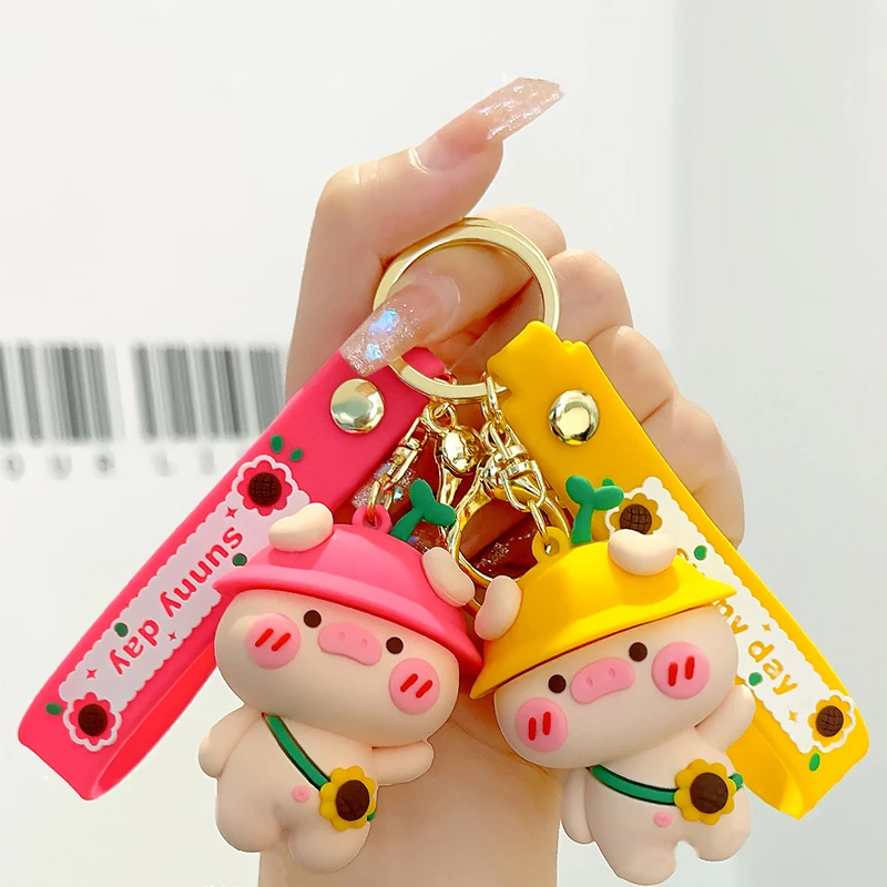 귀여운 3D 핑크 돼지 펜던트, 창의적인 만화 동물 키체인, 가방 걸이 쥬얼리, 자동차 키 링, 축제 장식 팬더 액세서리