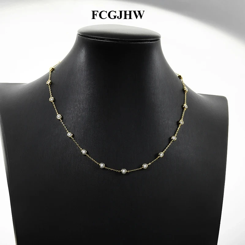 FCGJHW 2cttw Genuine Moissanite Tennis Necklace for Women Bubble Diamond Pendant Men Chains S925 Sterling Silver Jewelry 2026