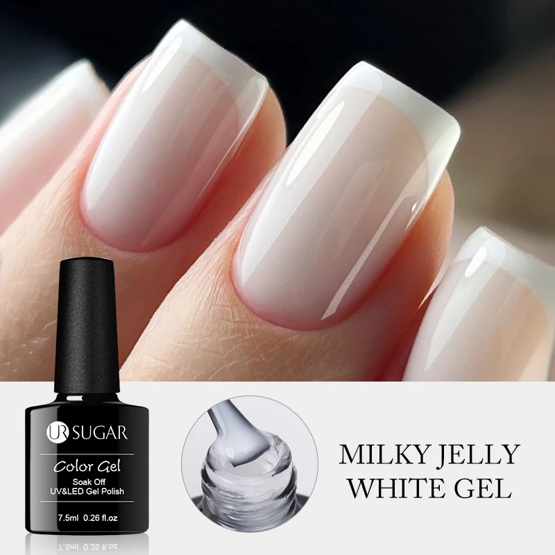 Tiểu Đường 7.5Ml 7Ml Chai Thủy Tinh Ngân Hà Thạch Trắng Gel Móng Tay Màu Trắng UV Led Gel Dầu Bóng dụng Cụ Làm Móng Móng Tay Nghệ Thuật Cơ Sở Hàng Đầu