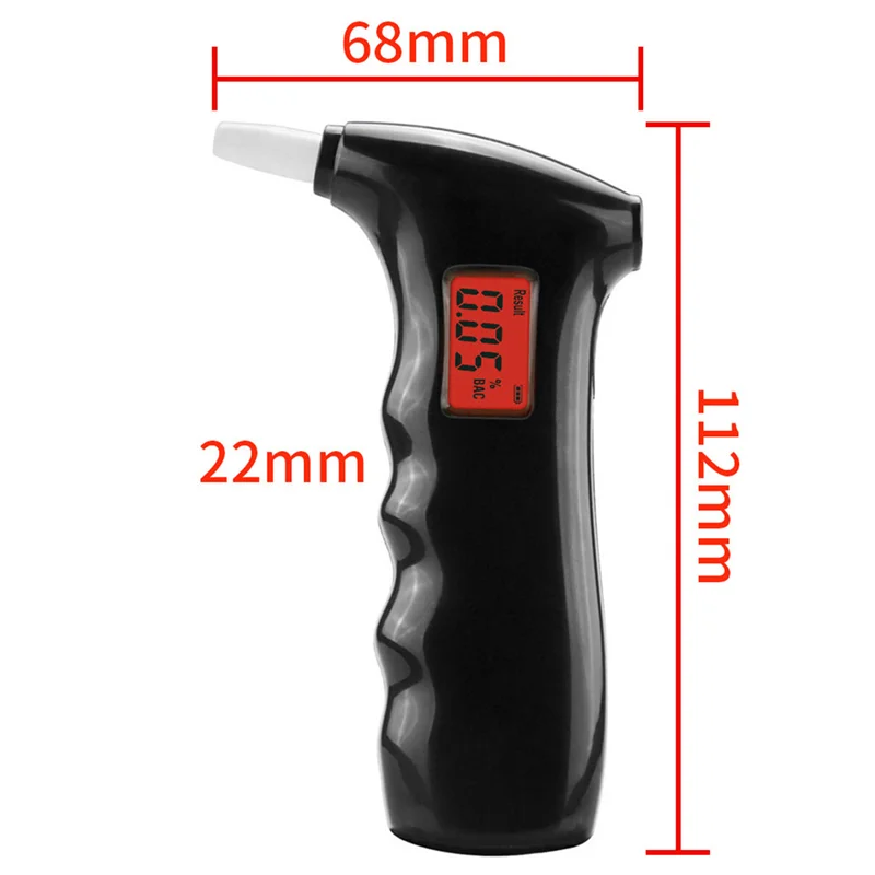 Etilometro, tester digitale portatile per alcol sull'alito, display digitale LCD per uso personale in casa/festa con 5 bocchini durevoli