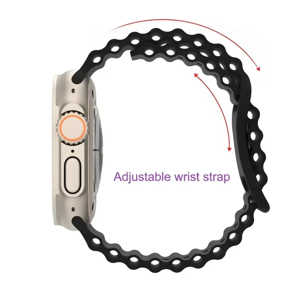 Ocean Strap for Apple Watch 49mm 44mm 42mm 45mm 40mm 41mm 38mm Breathable Silicone Bracelet Wristband Ultra 9 8 7 6 5 4 SE Band