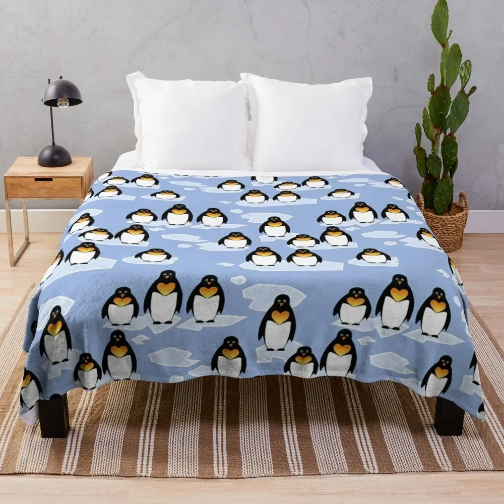 

Penguin Pattern Throw Blanket Kid'S Flannels Soft Plush Plaid Decorative Beds Blankets