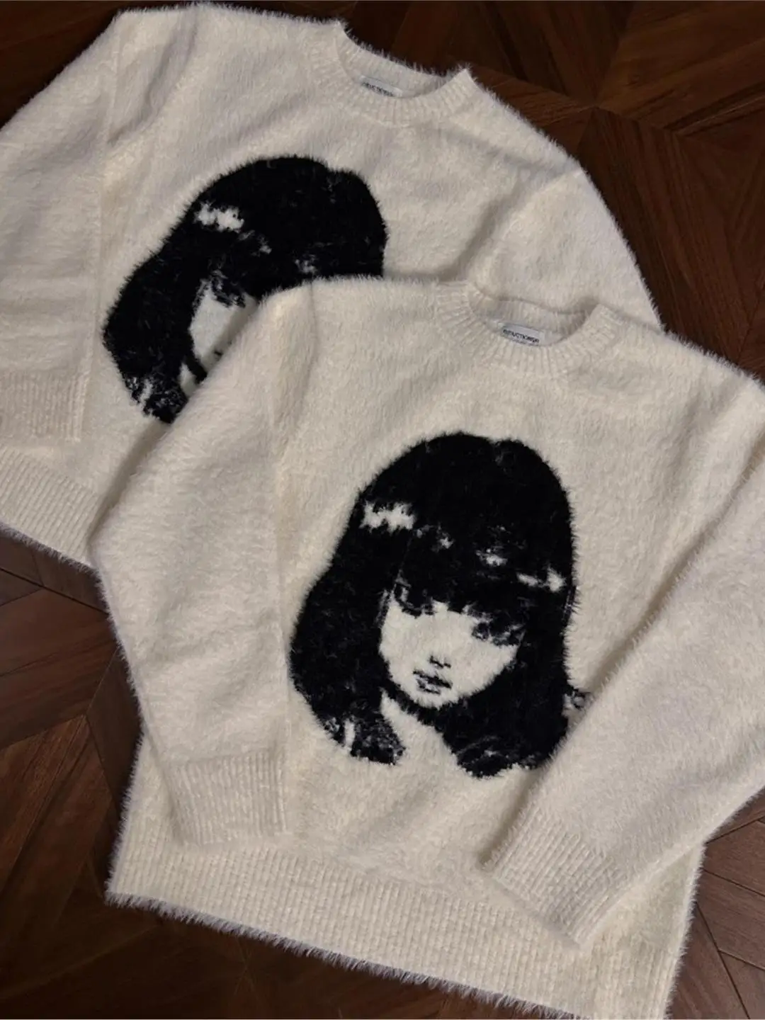 

Ретро-свитер с вышивкой в стиле американской девушки, вязаная кофта с круглым вырезом, унисекс, удобный, мягкий, хлопковый топ в стиле Lazy Cleanfit