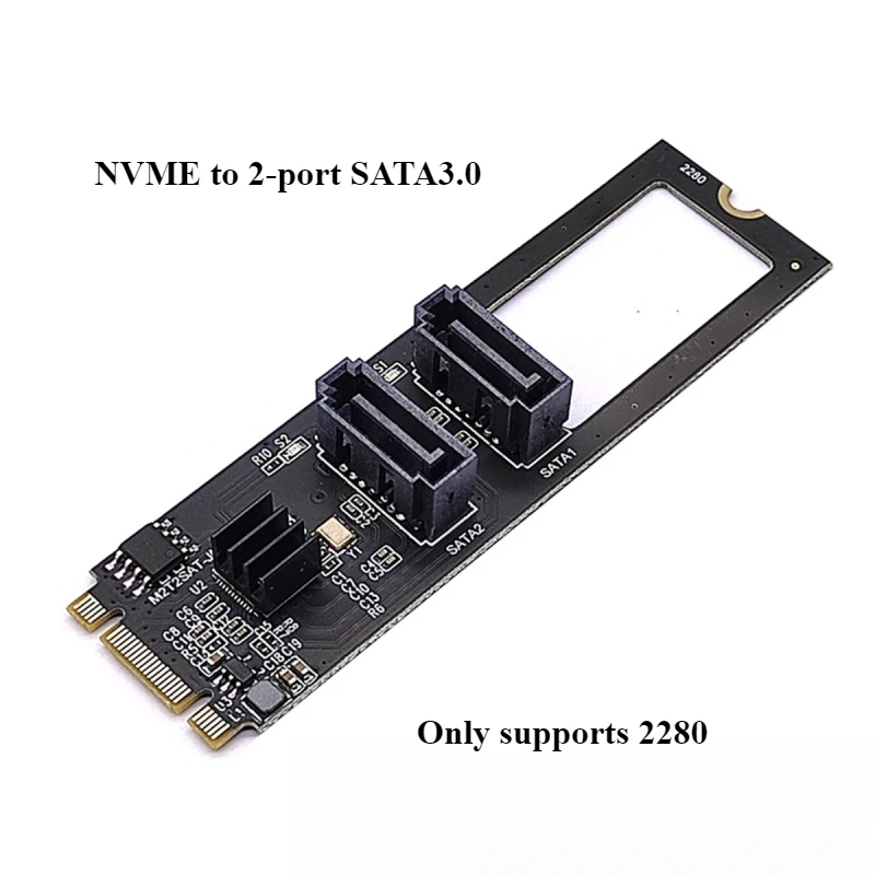 Tarjeta adaptadora de disco duro NGFF M.2 NVME PCI-E a SATA dual