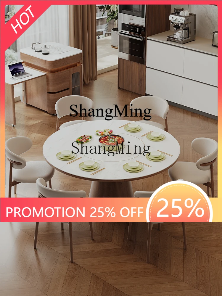 

FG dining table household retractable variable round table with induction cooker modern simple kitchen