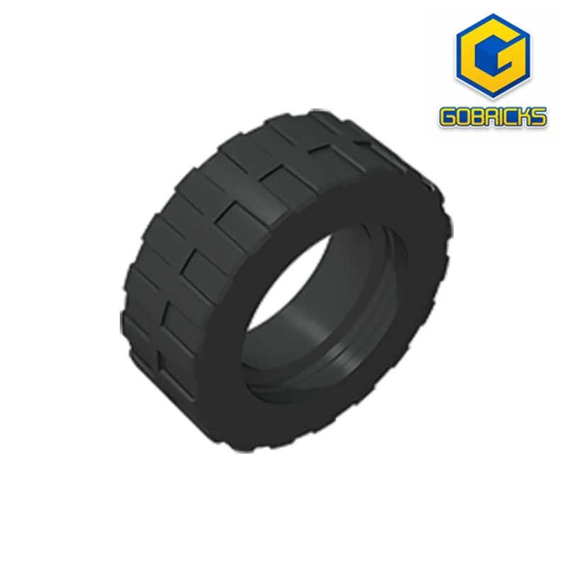 Gobricks GDS-1481 Tire 17.5mm D. x 6mm with Shallow Staggered Treads - Band Around Center of Tread  compatible with lego 92409