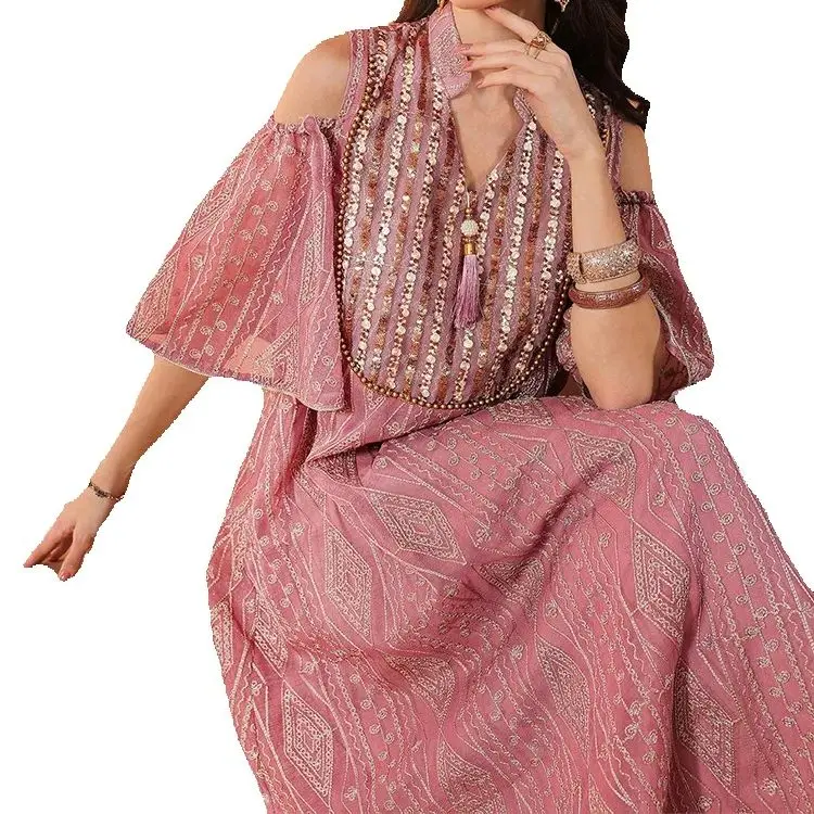 Eid Djellaba Muslim Women Dress Dubai Abaya Sequin Embroidery Abbayas Kaftan Turkey Caftan Marocain Femme Robe Jalabiya Vestidos