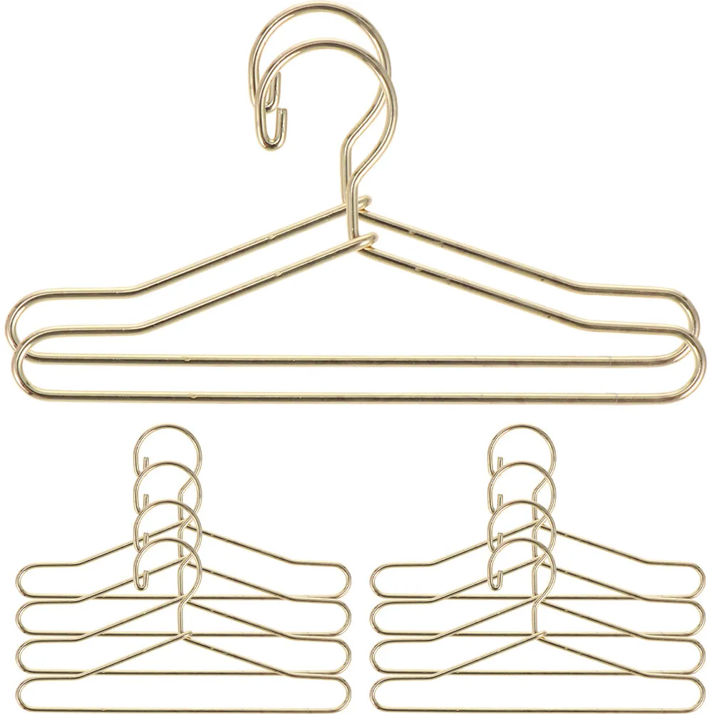 

10Pcs Mini Clothes Hangers Small Coat Rack Organizer Metal Dress Holder Mini Playhouse Clothes Hanger