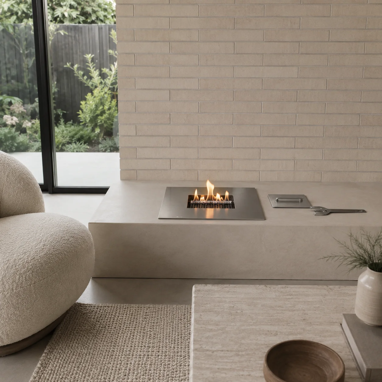 SXFireplace Silver Square Manual Bioethanol Burner Insert with Stainless Steel Burning Chamber and Extinguishing Lid