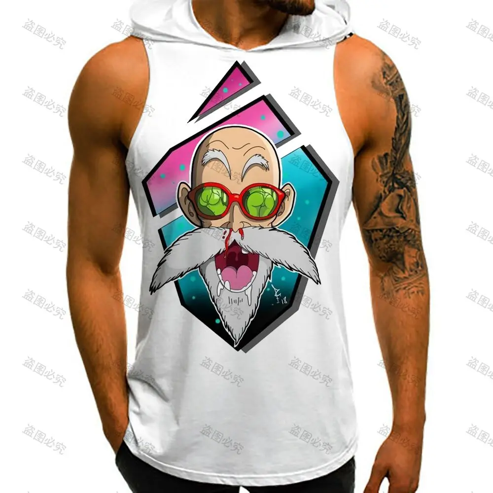 Gym Dragon Ball Z High Quality Men Tank Top Vest With Hood Super Saiya Tops T-shirts Men\'s Clothes Oversized Goku Y2k Sleeveless