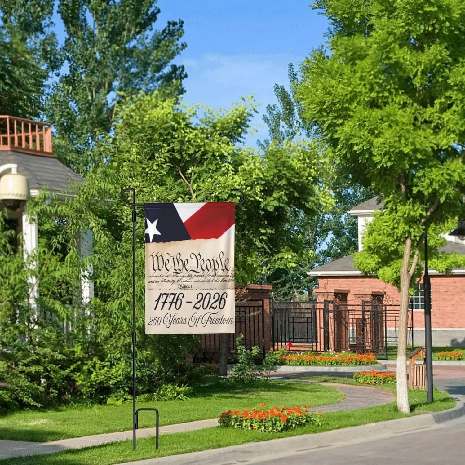 1776 2026 أعلام أمريكا 250 الذكرى الولايات المتحدة الأمريكية باتريوت العلم 12x18 لافتة مزدوجة الجانب لا سارية العلم CCL #6