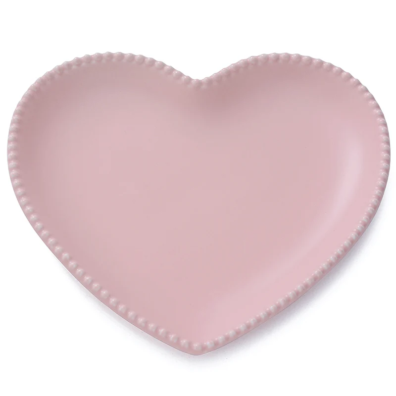 Frosted Ceramic Heart Shaped Breakfast Plate Couple Dessert Bowl Creative Hollowware Tableware Love Dish for Special Occasions