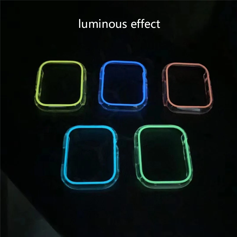 Luminous Cover for Apple Watch Case 49mm 45mm 41mm 44mm 40mm 38mm 42mm PC Bumper Protector iWatch serie Ultra 9 8 7 6 5 4 3 2 SE