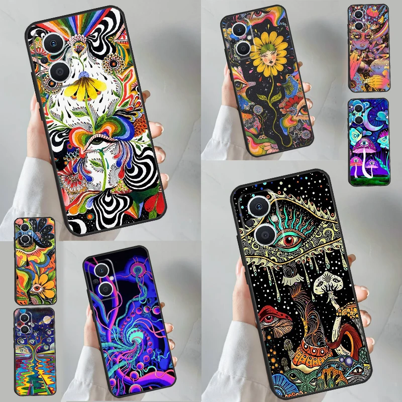 Colorful Psychedelic Art Case For OPPO Find X3 X2 Lite Neo X6 X5 Pro Reno 3 4 5 6 7 8 Lite 8T 2Z 5Z 4Z Phone Cover