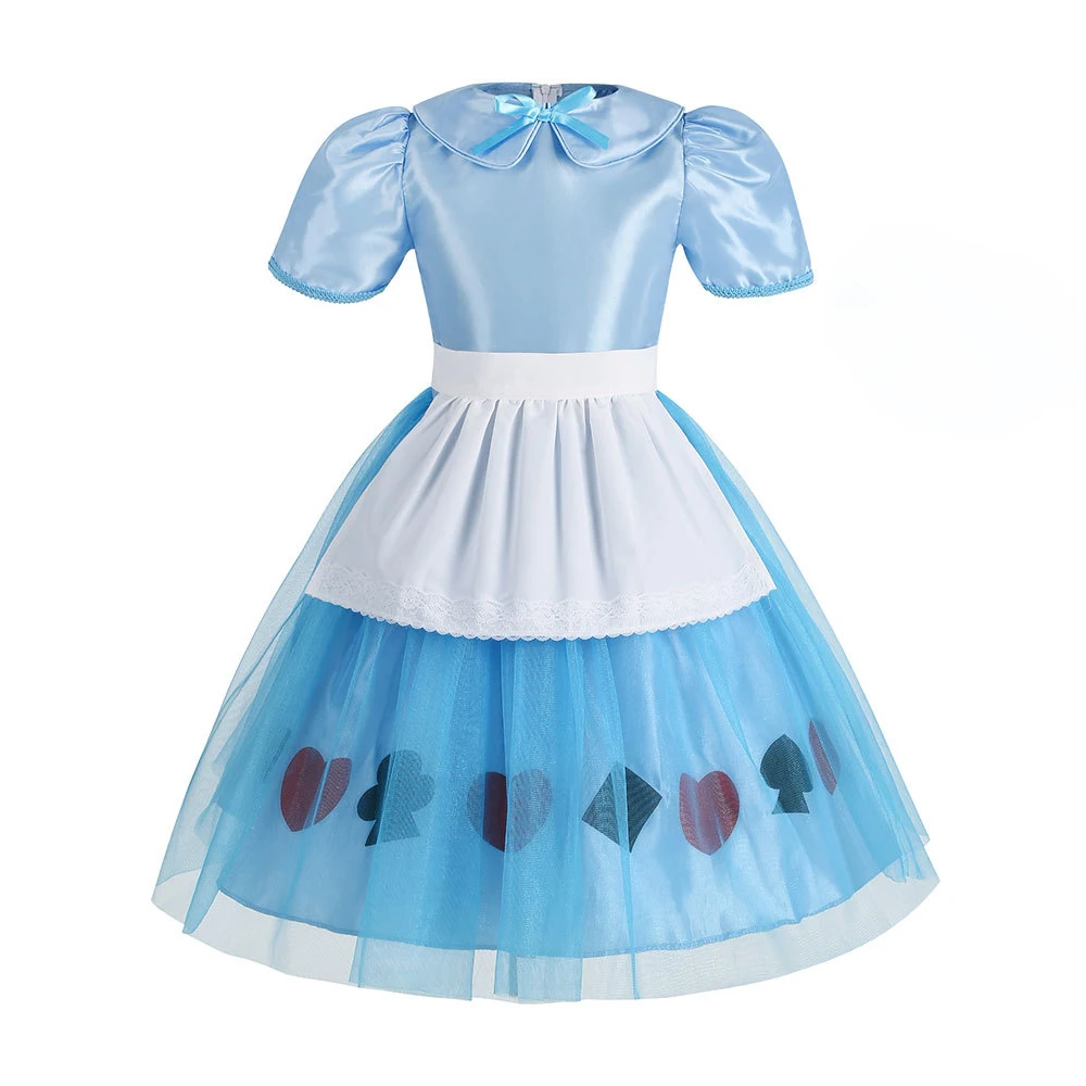 Girls Alice Costume Pirncess Wonderland Alice Costume Halloween Cosplay Party Ball Gown Kids Birthday Gift Lolita Dress